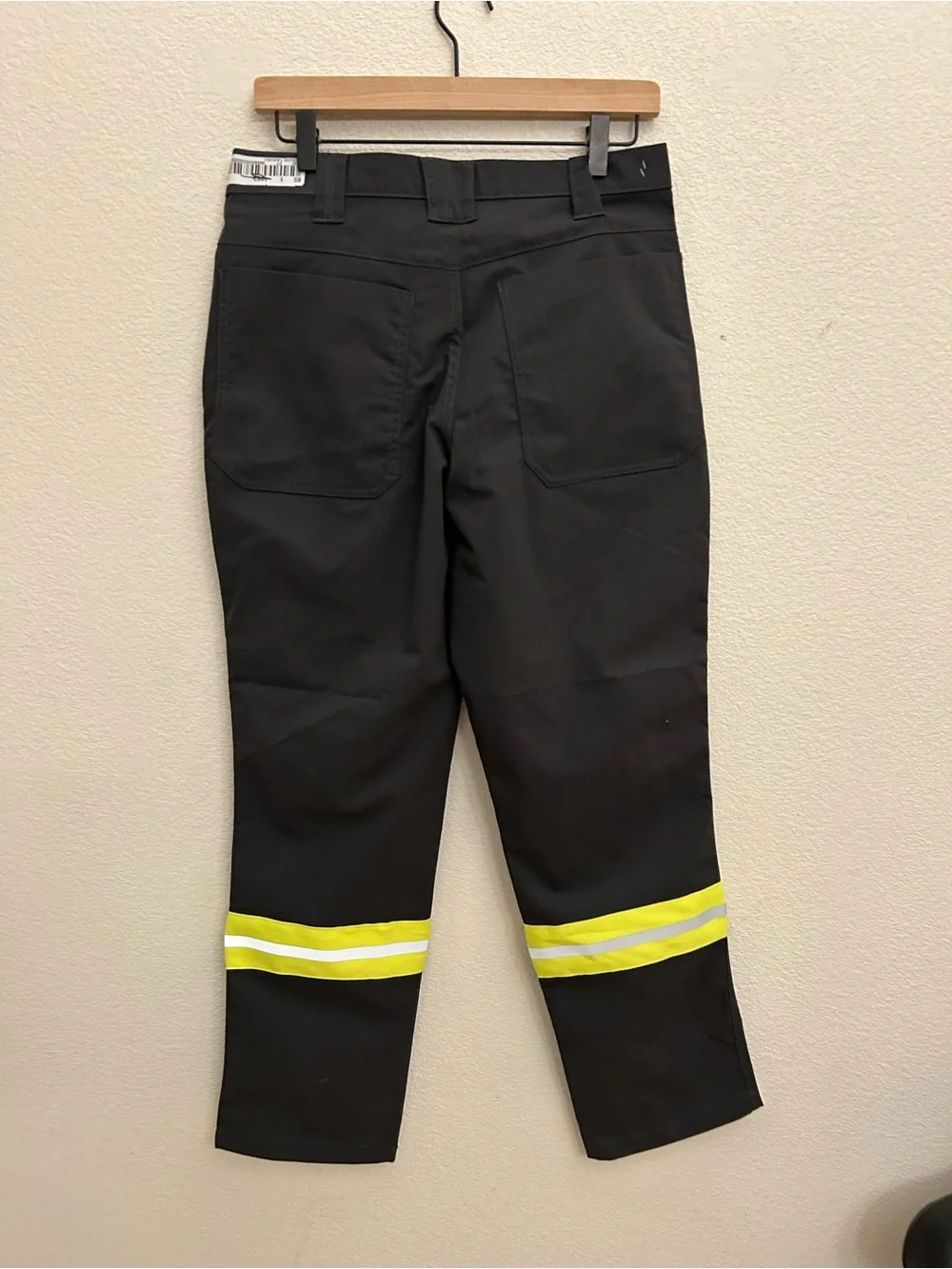 Men's  Gray Safety Work Pants with Reflective Yellow Striping